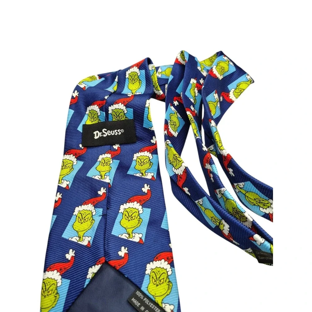 Vintage Christmas Dr. Seuss Red Santa‎ Grinch Necktie Neck Tie Holiday